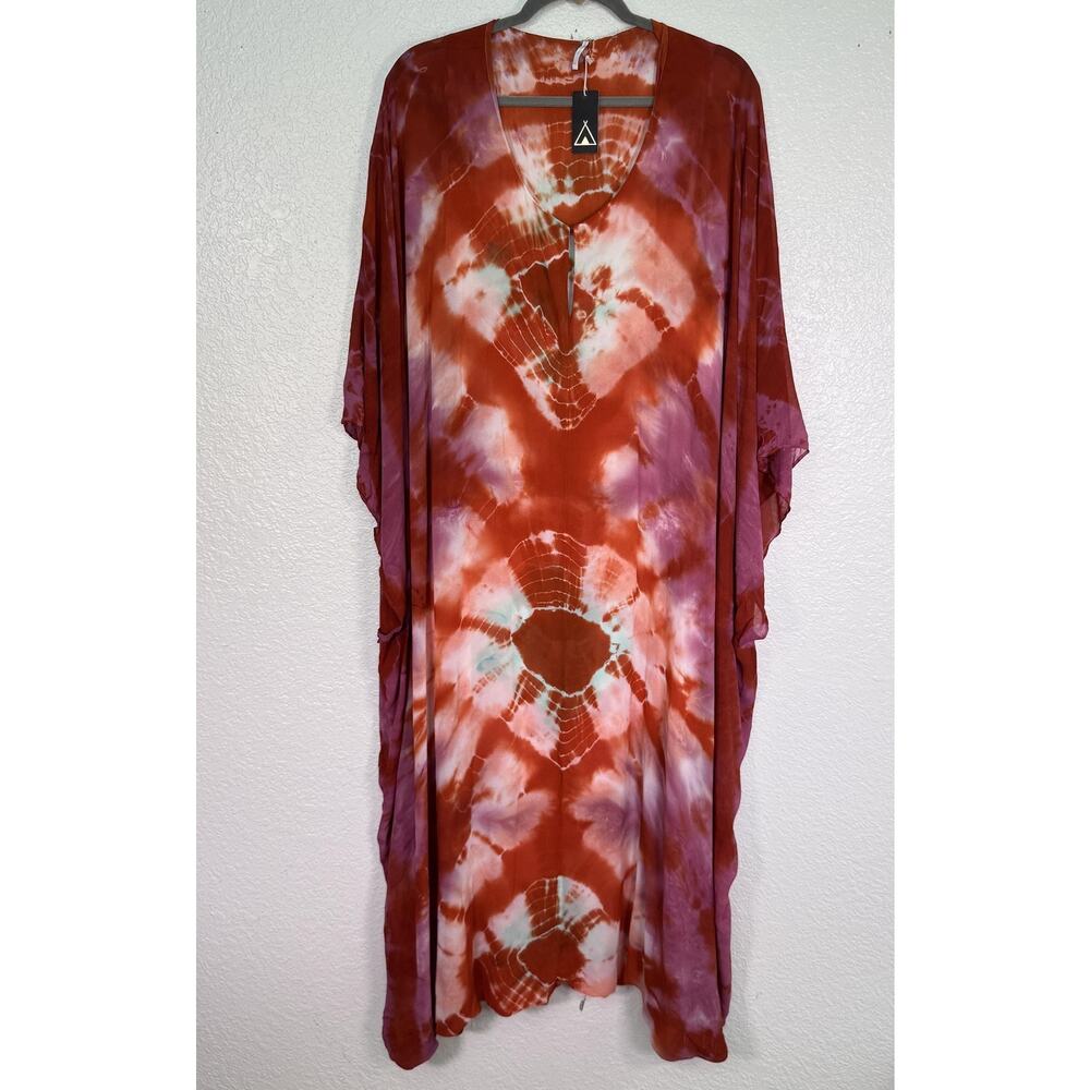 YFB Young Fabulous Broke Cyrilla Dress Womens M/L Kaftan Maxi Boho Tie Dye